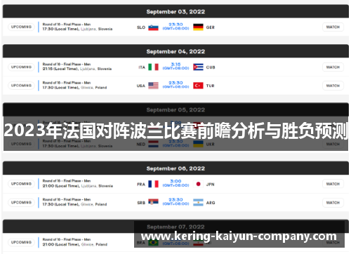 2023年法国对阵波兰比赛前瞻分析与胜负预测