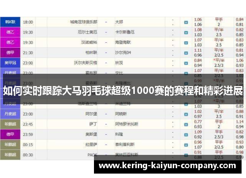 如何实时跟踪大马羽毛球超级1000赛的赛程和精彩进展