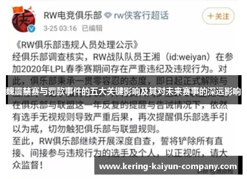 魏震禁赛与罚款事件的五大关键影响及其对未来赛事的深远影响